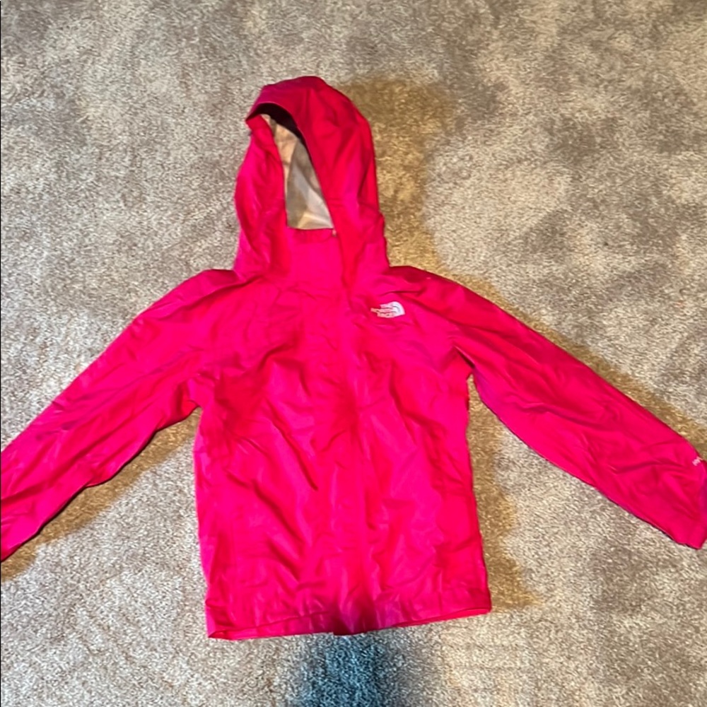 Hot pink children a north face rain coat- 7/8